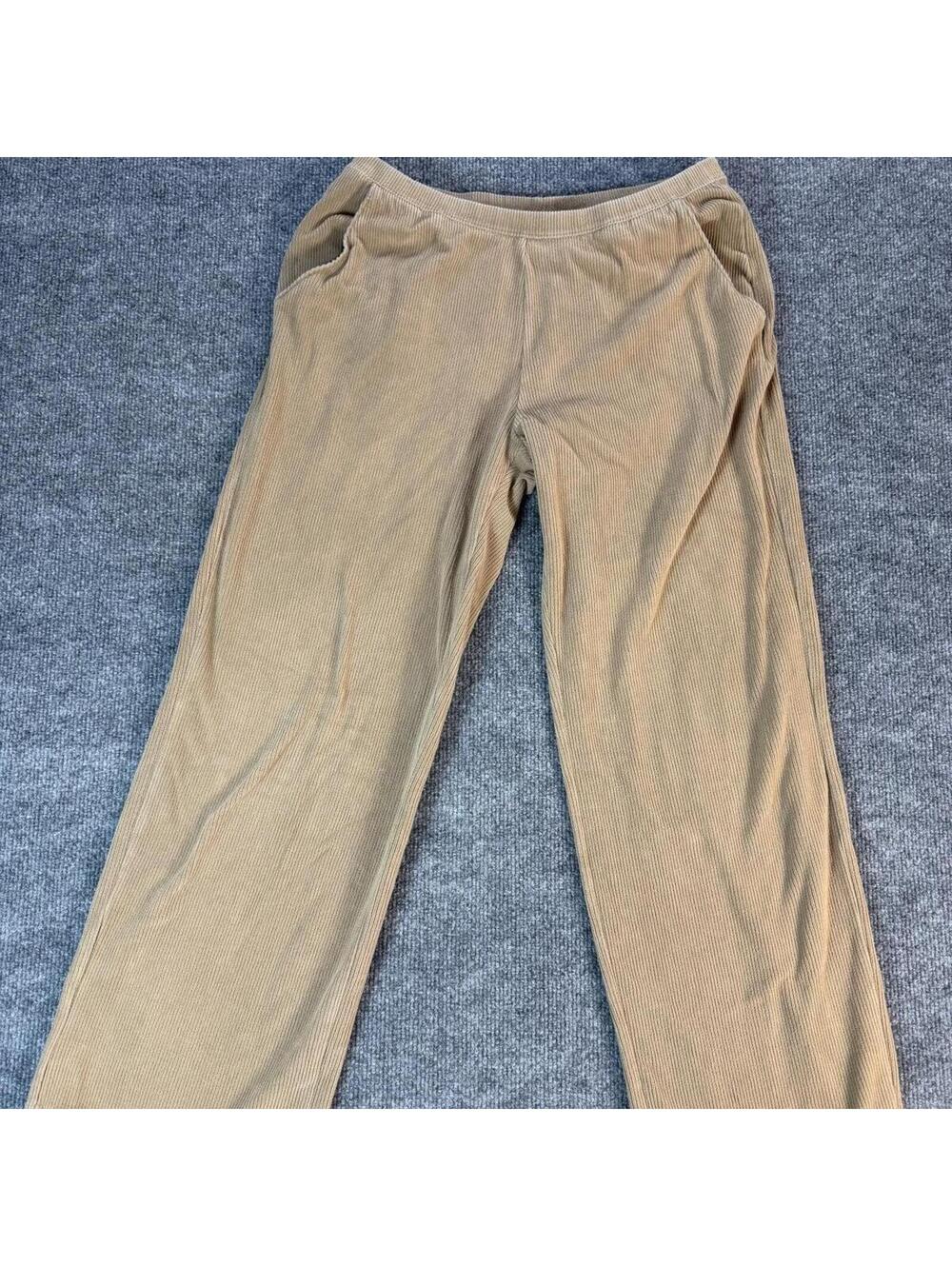 Vintage L.L. Bean Women's Medium Tan Corduroy Relaxed Wide Leg Pants - Casual